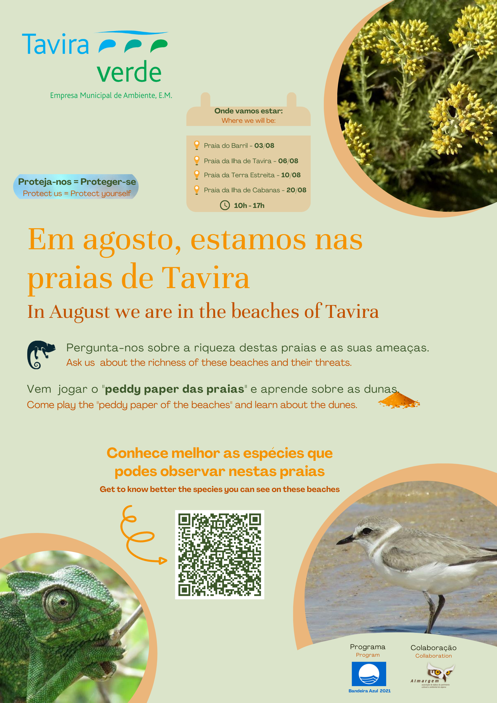 Cartaz de apoio a atividades na praia